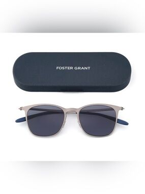 New Foster Grant Silver Frame Sunglasses with Black Lenses